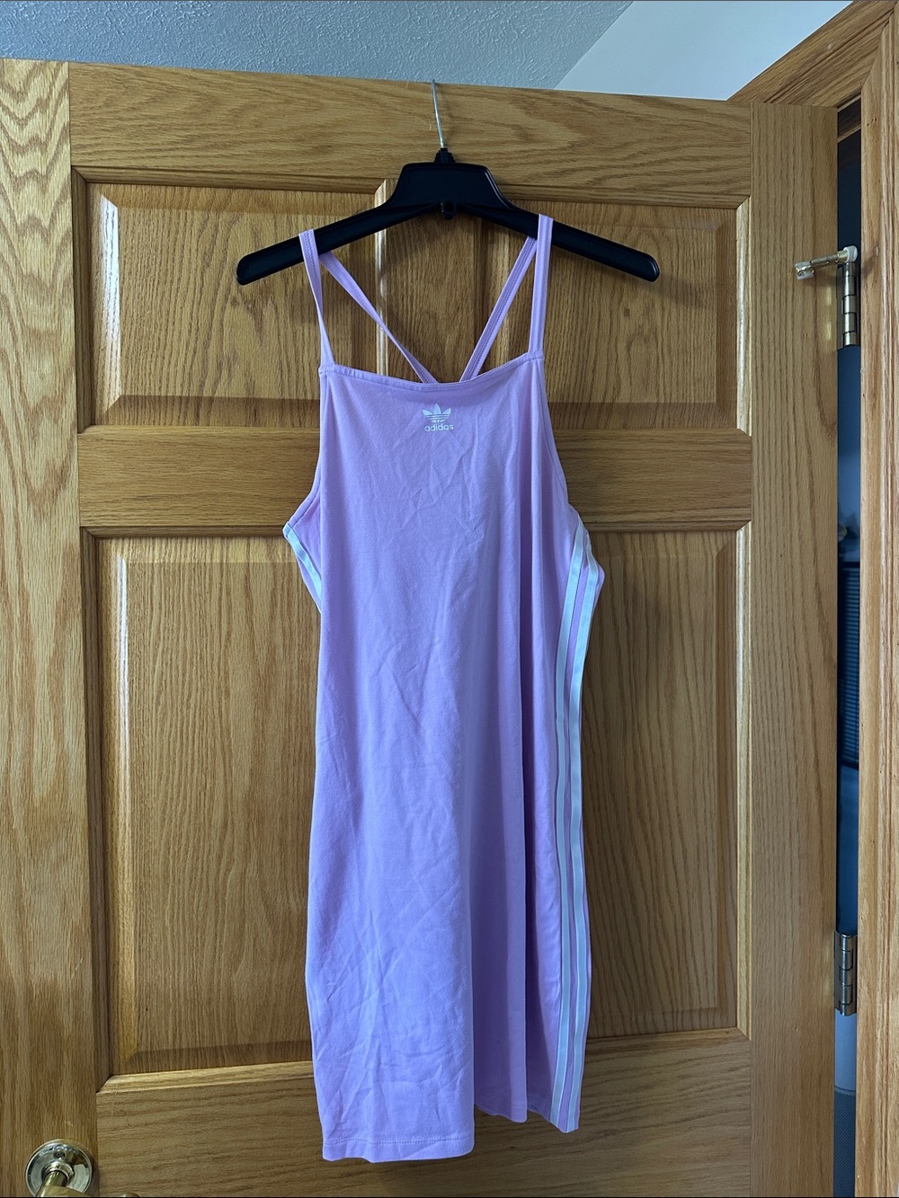 adidas Light Orchid Mini Dress with White Side Stripes